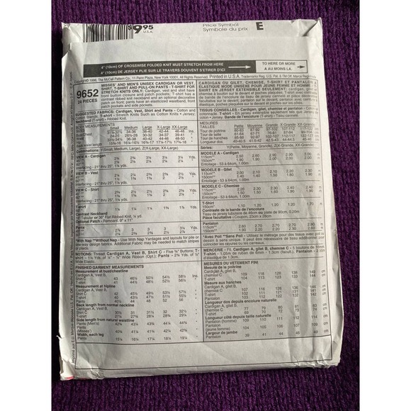 McCalls sewing pattern 9652 unisex scrubs pants top shorts size s m l - Picture 3 of 5